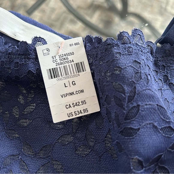 NWT Victoria's Secret (Pink) Navy Floral Lace Underwire Bralette - Picture 4 of 5